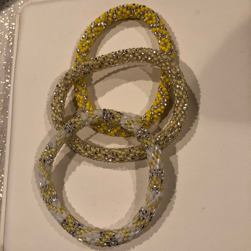 Lily and Laura yellow beaded bracelet set